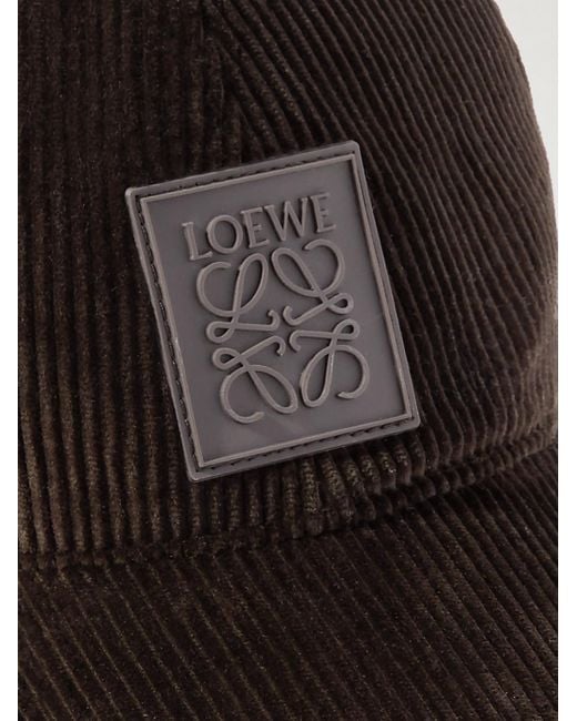Loewe Black Logo-appliquéd Cotton-corduroy Baseball Cap for men