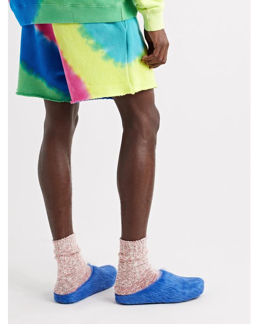 The Elder Statesman Blue Void Tie-Dyed Cotton And Cashmere-Blend Jersey Drawstring Shorts for men