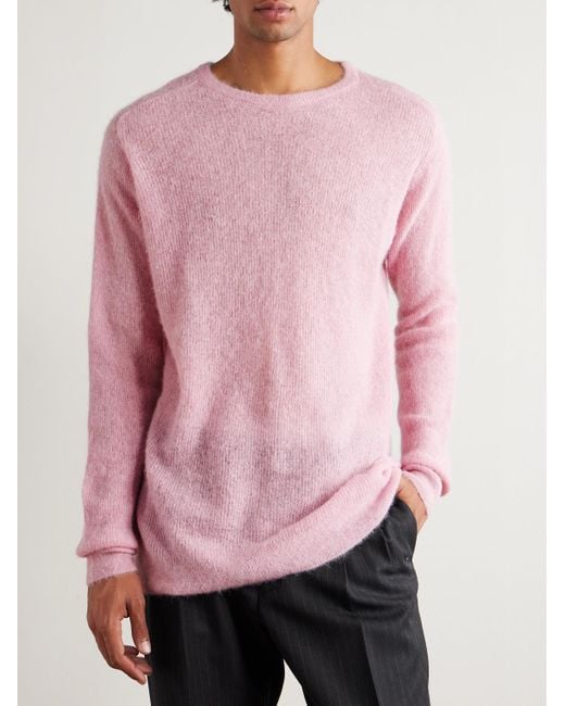 Auralee Pink Oversized Ribbed Alpaca-Blend Sweater for men