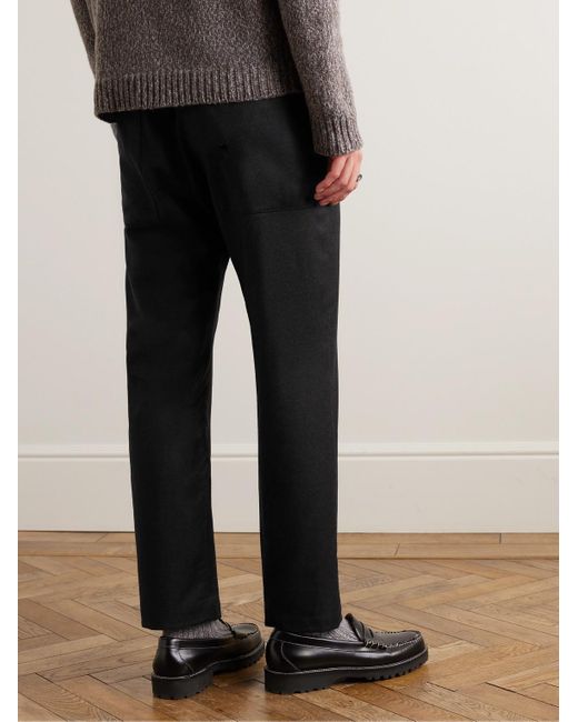 Pantaloni a gamba dritta in flanella di lana vergine stretch di Barena in Black da Uomo