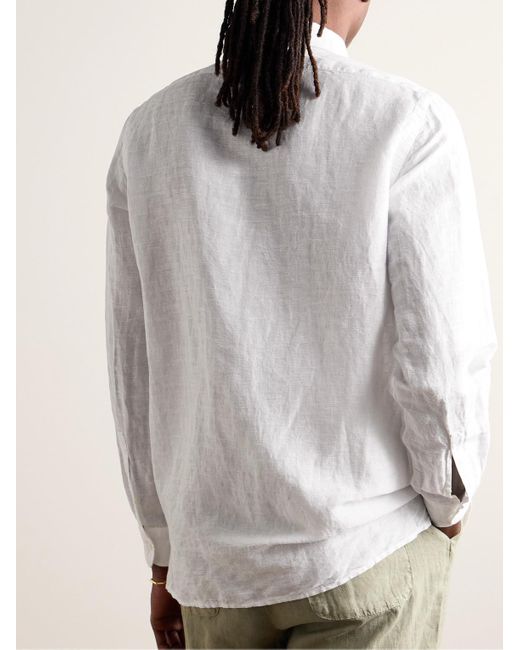 Massimo Alba White Bowles Linen And Cotton-blend Shirt for men