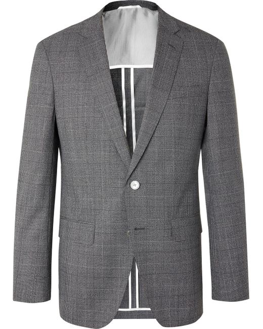 BOSS Hartlay 2 Slim fit Unstructured Checked Virgin Wool Suit Jacket in Grey for Men Lyst UK