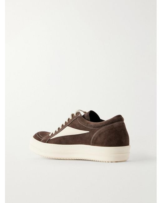 Rick Owens Brown Vintage Full-grain Leather-trimmed Suede And Rubber Sneakers for men