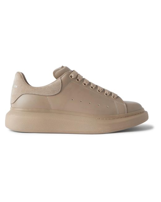 Alexander McQueen Brown Exaggerated-Sole Suede-trimmed Leather Sneakers for men