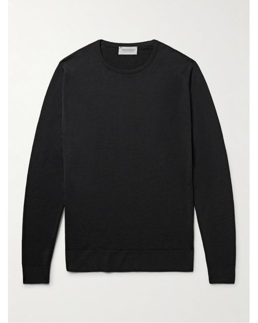 John Smedley Black Lundy Merino Wool Sweater for men
