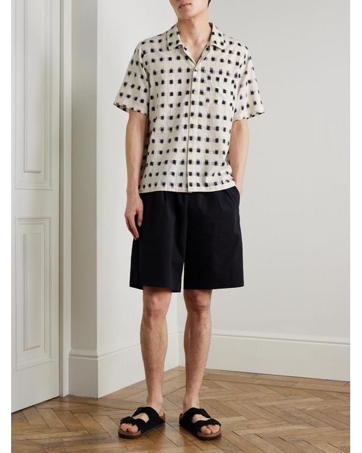 Folk Black Assembly Wide-Leg Cotton-Blend Seersucker Shorts for men