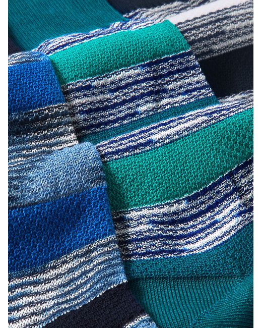 Missoni Blue Three-pack Striped Crochet-knit Cotton-blend Socks for men
