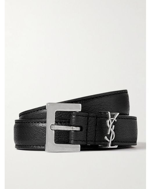 Saint Laurent Black 2Cm Full-Grain Leather Belt for men