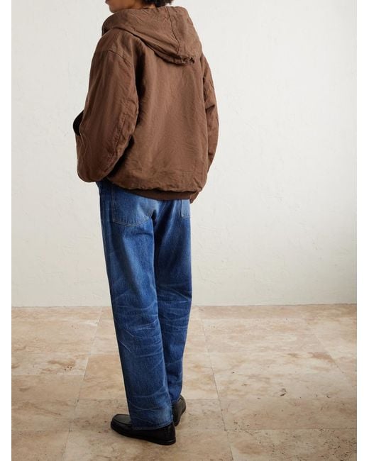 Kaptain Sunshine Brown Cotton And Hemp-Blend Canvas Hooded Jacket for men