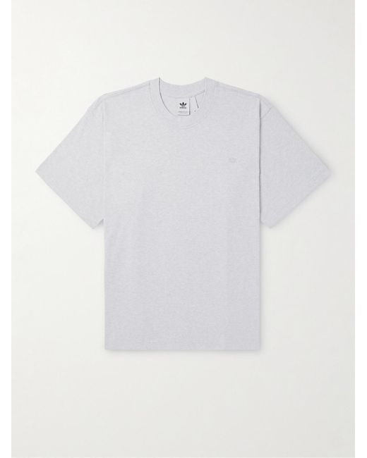 T-shirt in jersey di cotone con logo applicato di Adidas Originals in White da Uomo
