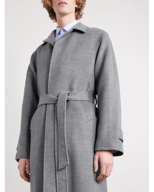 Saman Amel Gray Belted Wool Overcoat for men