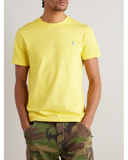 Polo Ralph Lauren Yellow Slim-fit Logo-embroidered Cotton-jersey T-shirt for men