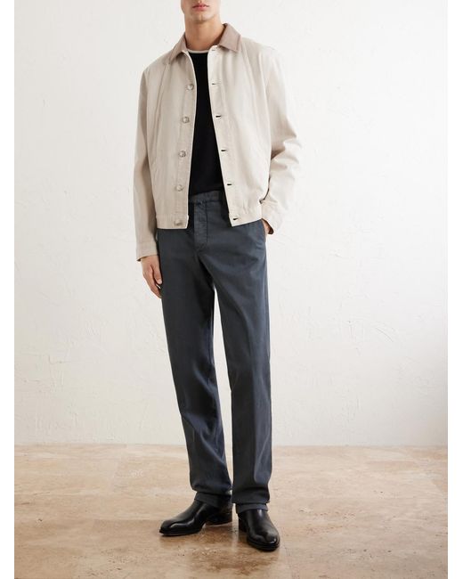 Kiton Blue Straight-Leg Lyocell-Blend Trousers for men