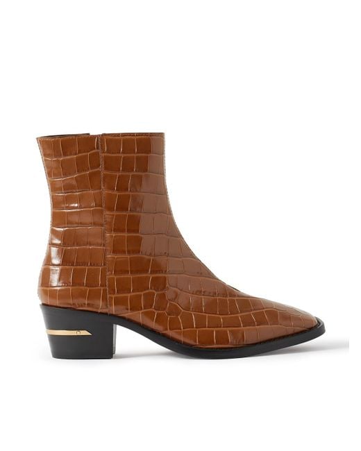 Amiri Brown Croc-Effect Leather Chelsea Boots for men