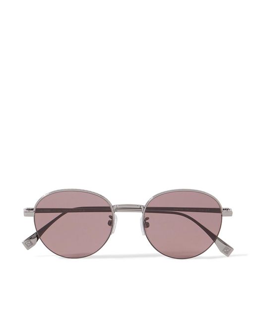 Fendi Pink Travel Round-frame Silver-tone Sunglasses for men