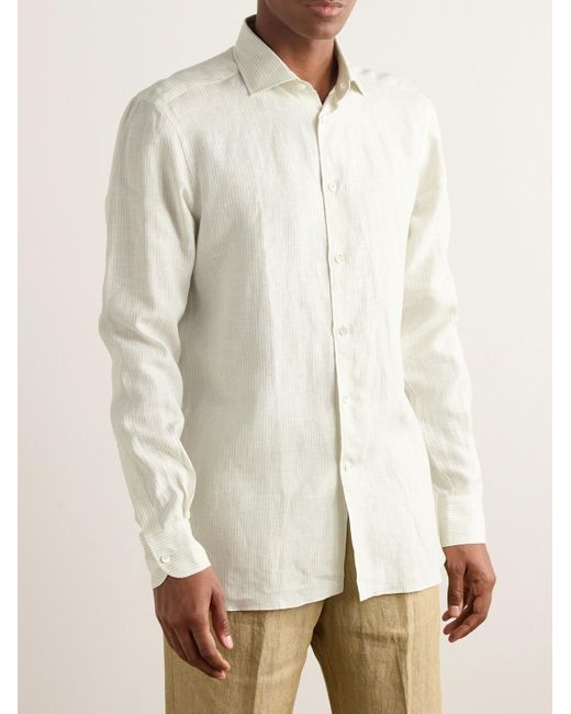 Zegna Natural Striped Oasi Linen Shirt for men