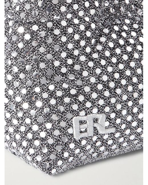 ERL Gray Logo-embroidered Sequinned Mesh Messenger Bag for men