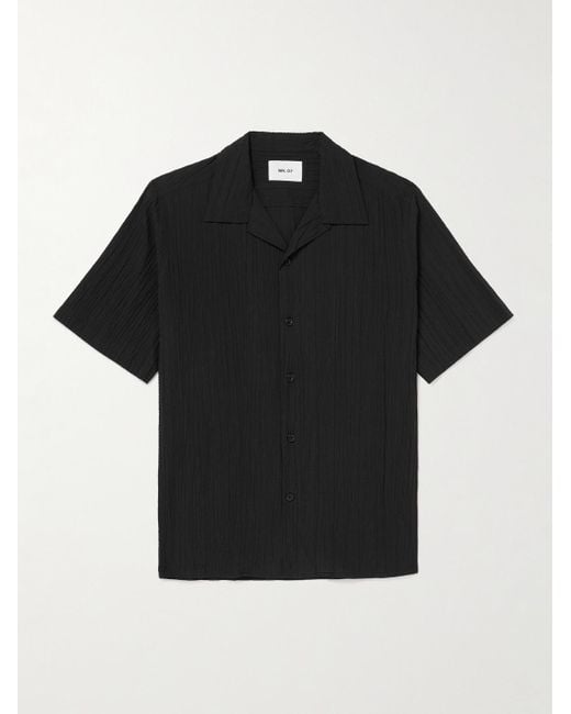 NN07 Julio 5721 Hemd aus Seersucker aus einer Biobaumwollmischung mit wandelbarem Kragen in Black für Herren