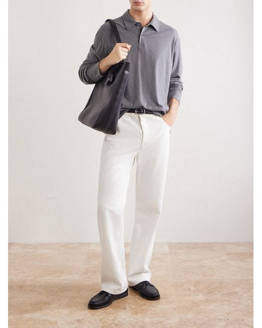 Hartford Gray Cotton-Jersey Polo Shirt for men