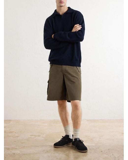 Sease Blue Cashmere Wool-Blend Polo Sweater for men