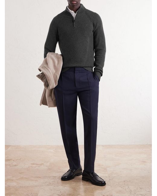 Zegna Gray Oasi Cashmere Half-Zip Sweater for men