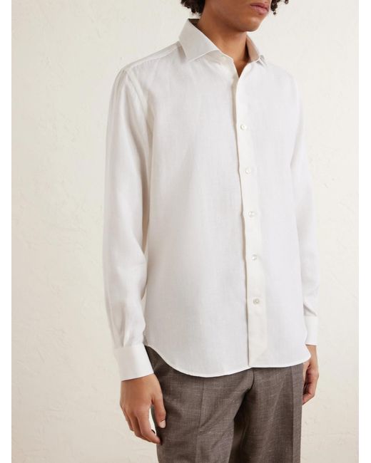 Eleventy White Linen Shirt for men