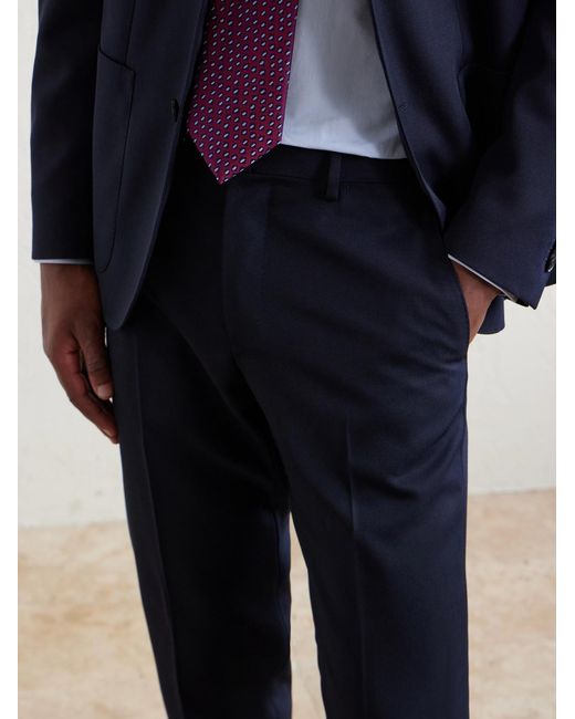 Caruso Blue Straight-Leg Twill Suit Trousers for men