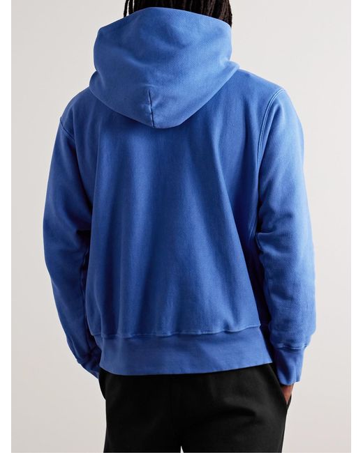 Les Tien Blue Garment-Dyed Cotton-Jersey Hoodie for men