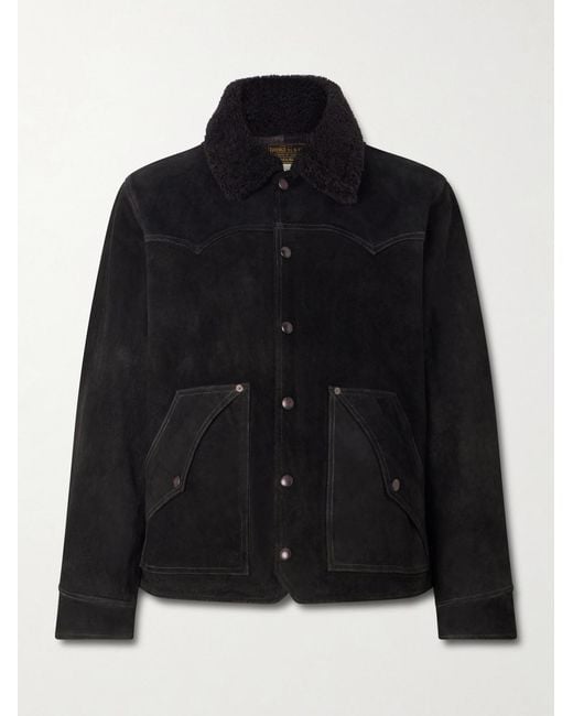 RRL Black Shearling-Trimmed Suede Jacket for men