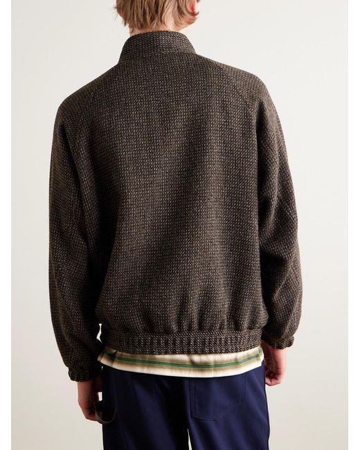 Auralee Gray Wool, Alpaca And Silk-Blend Tweed Bomber Jacket for men