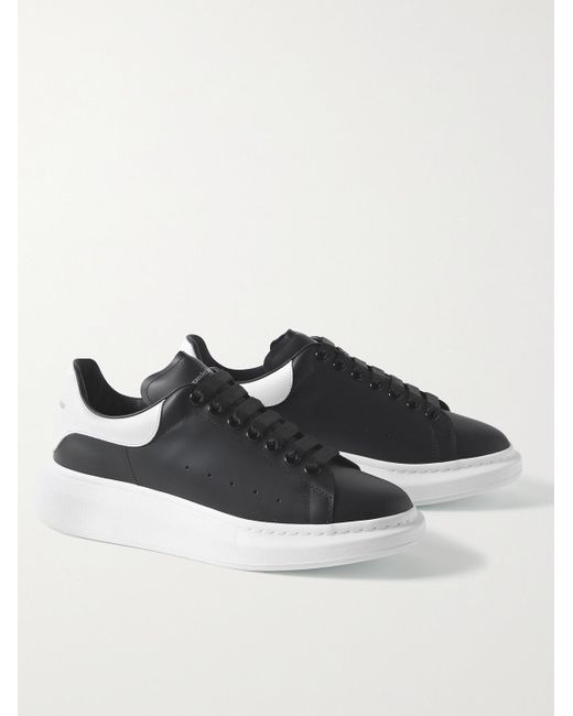 Alexander McQueen Black Exaggerated-Sole Leather Sneakers for men
