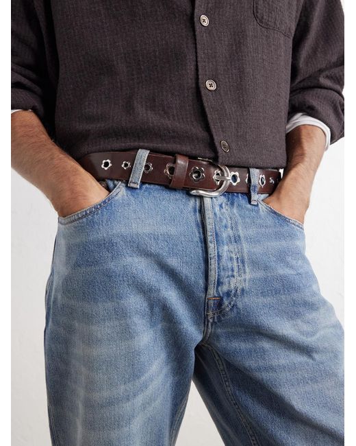 Our Legacy Brown 3.5Cm Flower Embellished Leather Belt for men