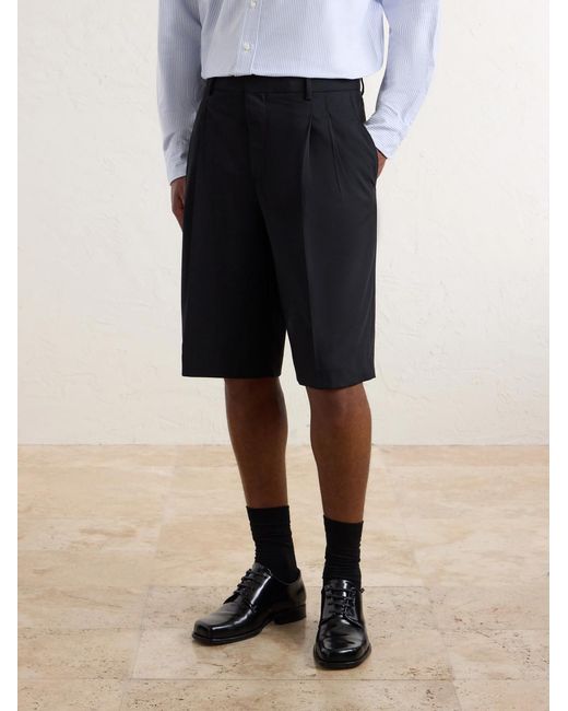 AMI Blue Low-Waist Wide-Leg Cotton Bermuda Shorts for men