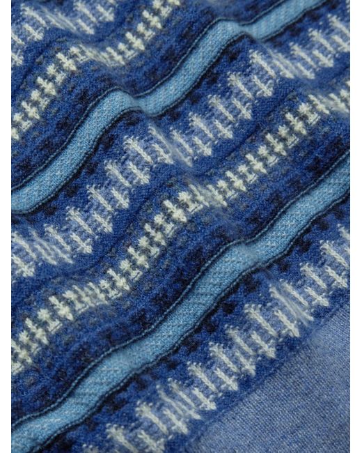 Loro Piana Rollkragenpullover aus Kaschmir mit Fair-Isle-Muster in Blue für Herren
