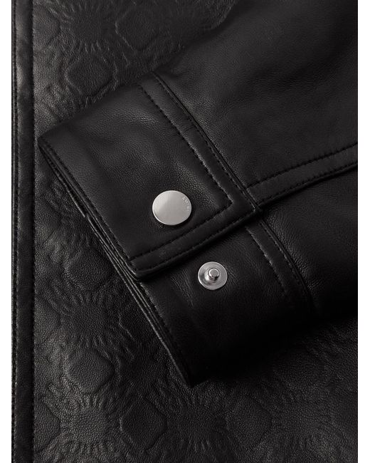 Amiri Black Logo-debossed Leather Jacket for men