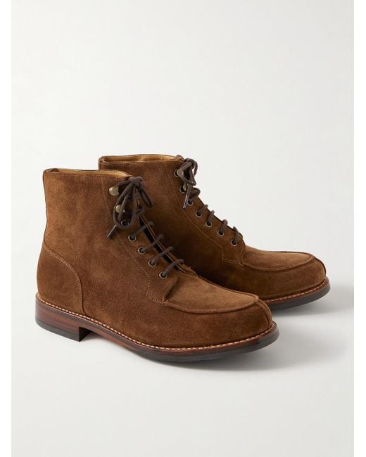 GRENSON Brown Donald Suede Boots for men