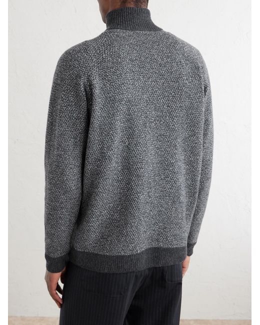 John Smedley Gray Recycled-cashmere And Wool-blend Half-zip Sweater for men