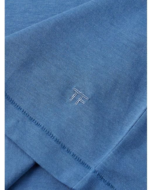 Tom Ford Blue Slim-fit Lyocell And Cotton-blend Jersey T-shirt for men