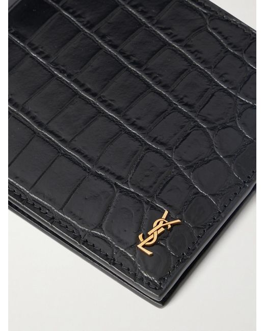 Saint Laurent Black Croc-effect Leather Wallet for men