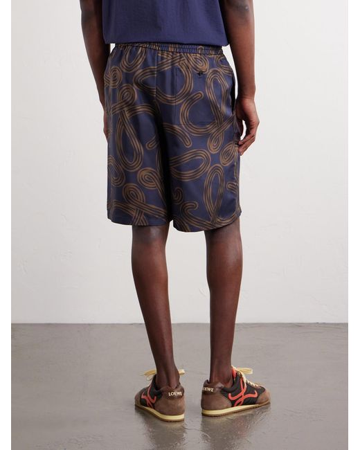 Loewe Blue Paula's Ibiza Straight-Leg Printed Silk Drawstring Shorts for men
