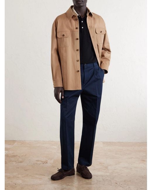 Valentino Garavani Natural Logo-appliquéd Cotton-gabardine Overshirt for men