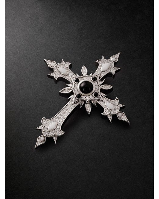 Alex Moss New York Black Heir Cross 14-Karat, Diamond And Onyx Pendant for men