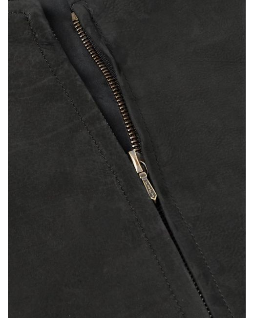 A.PRESSE Black Nubuck Bomber Jacket for men