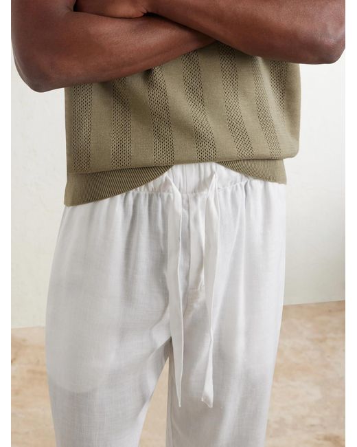 Frescobol Carioca White Luan Straight-Leg Linen And Cotton-Blend Drawstring Trousers for men