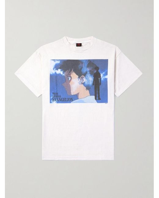 Evangelion T-shirt in jersey di cotone con stampa di SAINT Mxxxxxx in White da Uomo