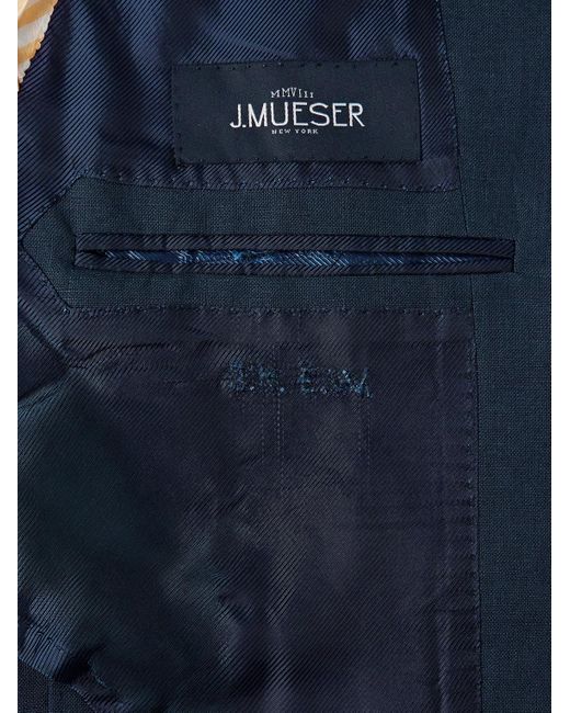 J. Mueser Blue Waverly Slim-fit Linen Suit Jacket for men