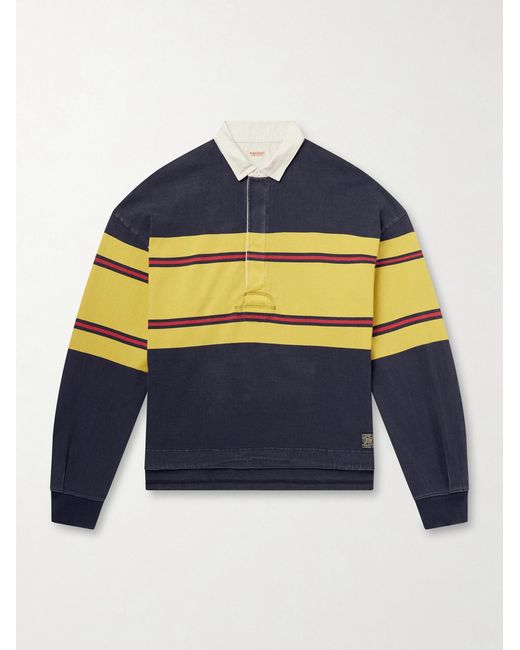 Kapital Blue Big Striped Cotton-jersey Polo Shirt for men