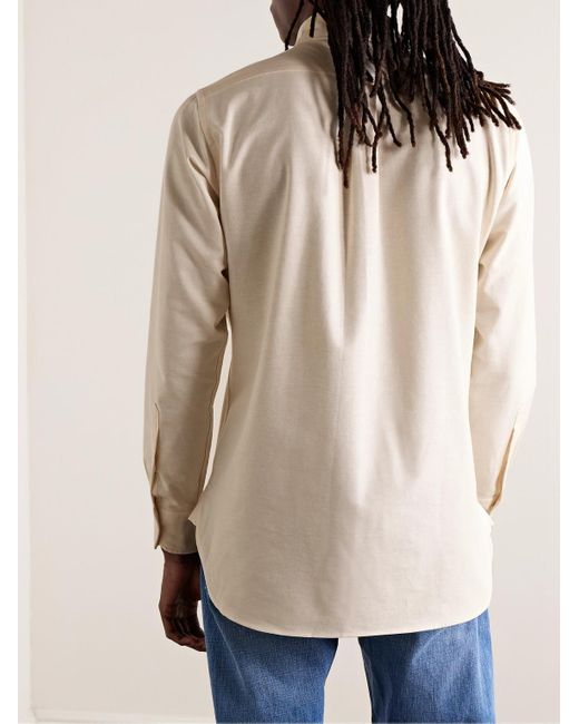 Camicia in cotone Oxford con collo button-down di Drake's in Natural da Uomo