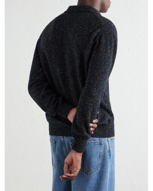 Auralee Blue Cashmere Polo Sweater for men