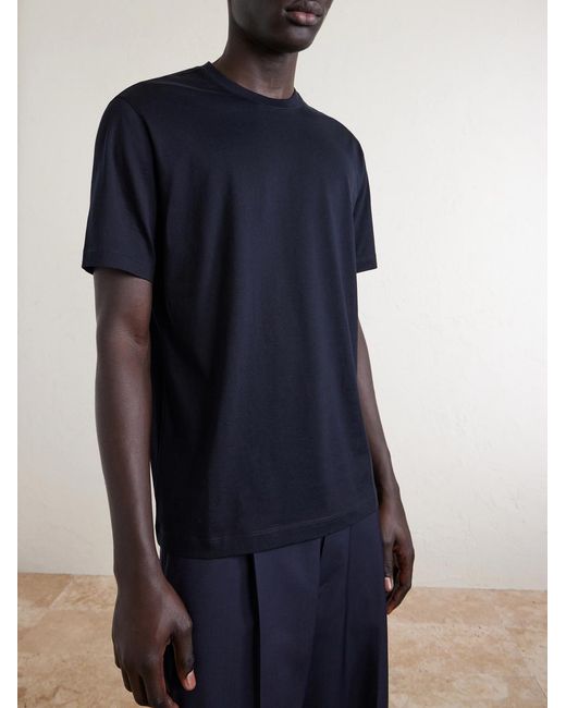 Slowear Blue Cotton And Silk-Blend Jersey T-Shirt for men